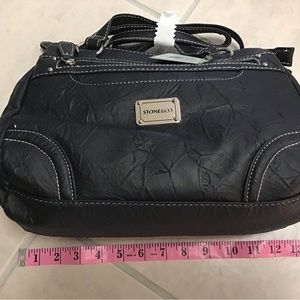 Stone & Co. Nancy Vinyl Satchel, Medium Size, Color: Black